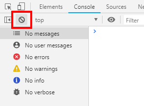「Clear console」ボタン